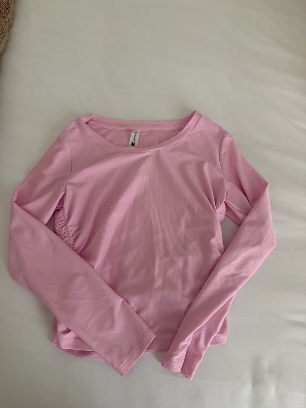 All In Motion Ruched Pink Long Sleeve Scoop Neck Top